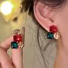 Niche Design Sense Color Three-dimensional Geometric Crystal Earrings Women's 2023 New Versatile Sweet Stud Earrings