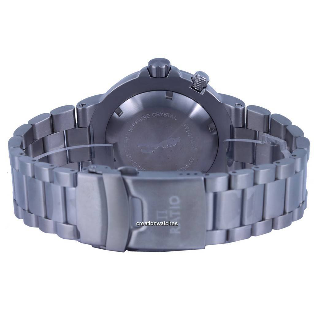 RATIO FreeDiver Кварцевые мужские часы из нержавеющей стали с черным циферблатом 1050MD93-02V-BLK 1000M