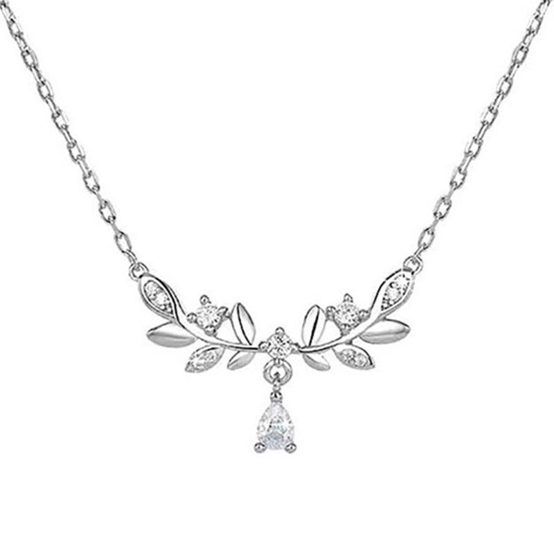 Легкая роскошная подвеска в виде листа и капли воды, ожерелье с ключичной цепочкой, серебряная цепочка с цирконием для девушки в подарок