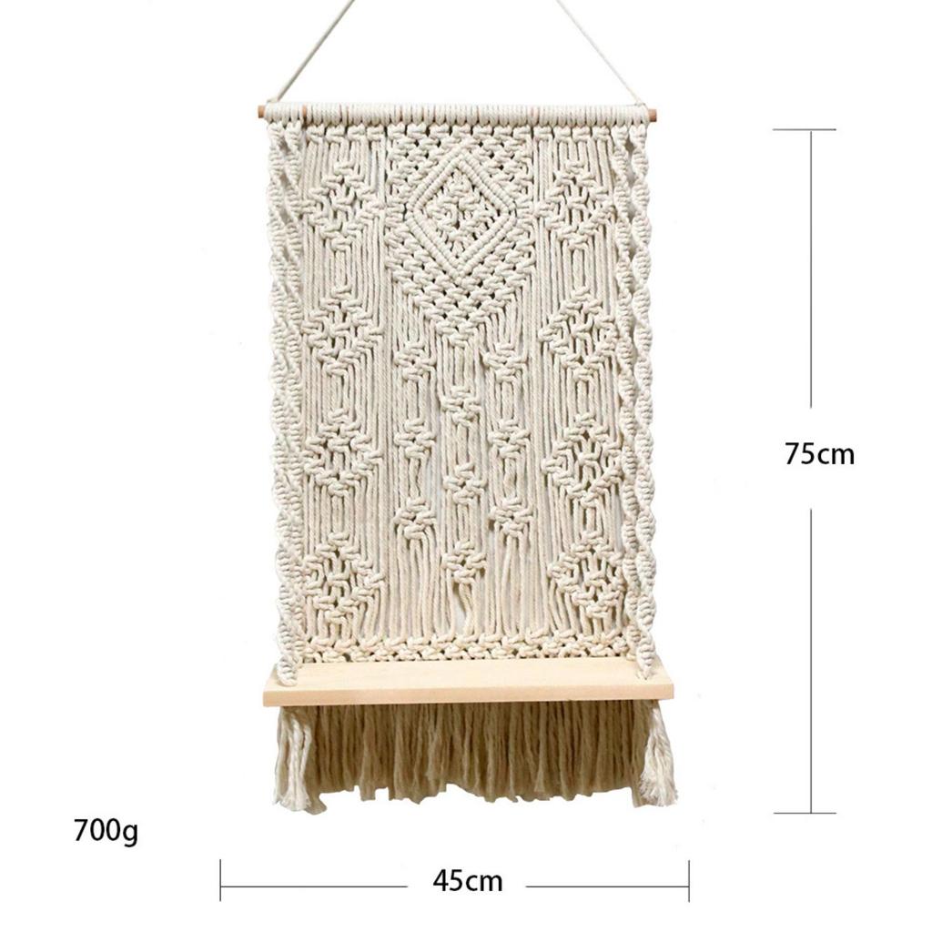 Wall Hanging Shelves Plant Shelf Rope Wooden Hanging Storage Floating Shelves Macrame Wall Hanging Shelf For Bedroom Bathroom Living Room