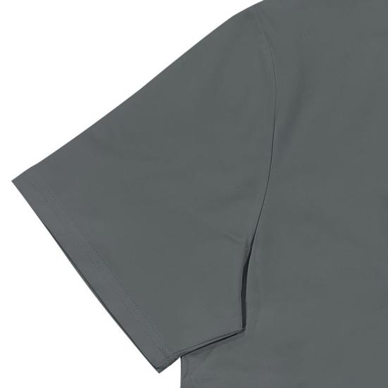 Men Summer T-shirt Short Sleeves Buttoned V Neck Contrasting Color Slim Fit Casual Pullover Mid Length Top for Outdoor Sport