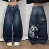 VibeStreet Американская мода Новые Черные Старые Стиранные Дырявые Мешковатые Джинсы Женские Y2K Винтаж Панк Мода Повседневные Универсальные Брюки с Высокой Талией и Широкими Штанинами