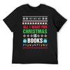Book Lover, Bookish, Ugly Sweater, All I Want for Christmas Is Books T-Shirt Korean Fashion Cute Tops Mens Plain T Shirts