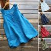 Women Vest Round Neck Sleeveless Solid Color Tank Tops Loose Fit Buttons Decor Summer Camisole Daily Wear