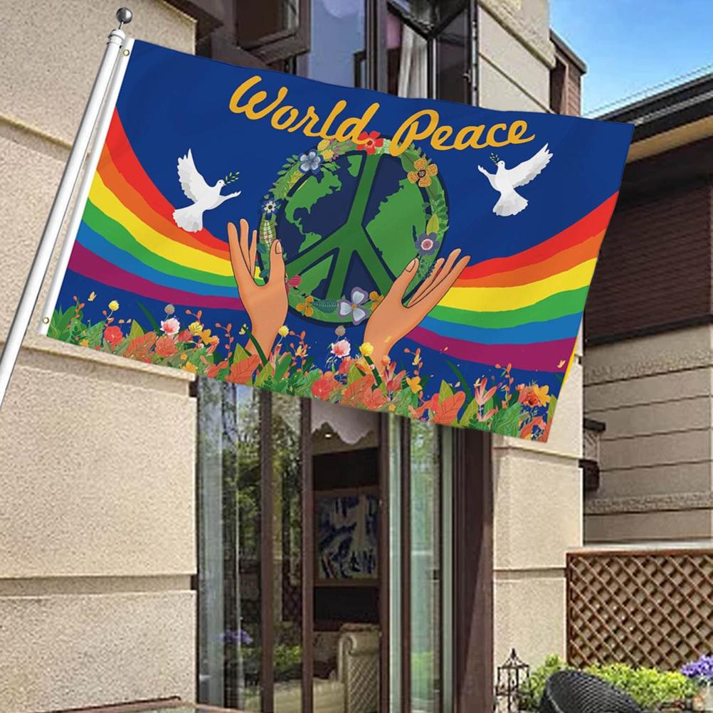 World Peace Flag Polyester Large Banners 90*150CM Fade Resistant Flags Perfect for Home Outdoor