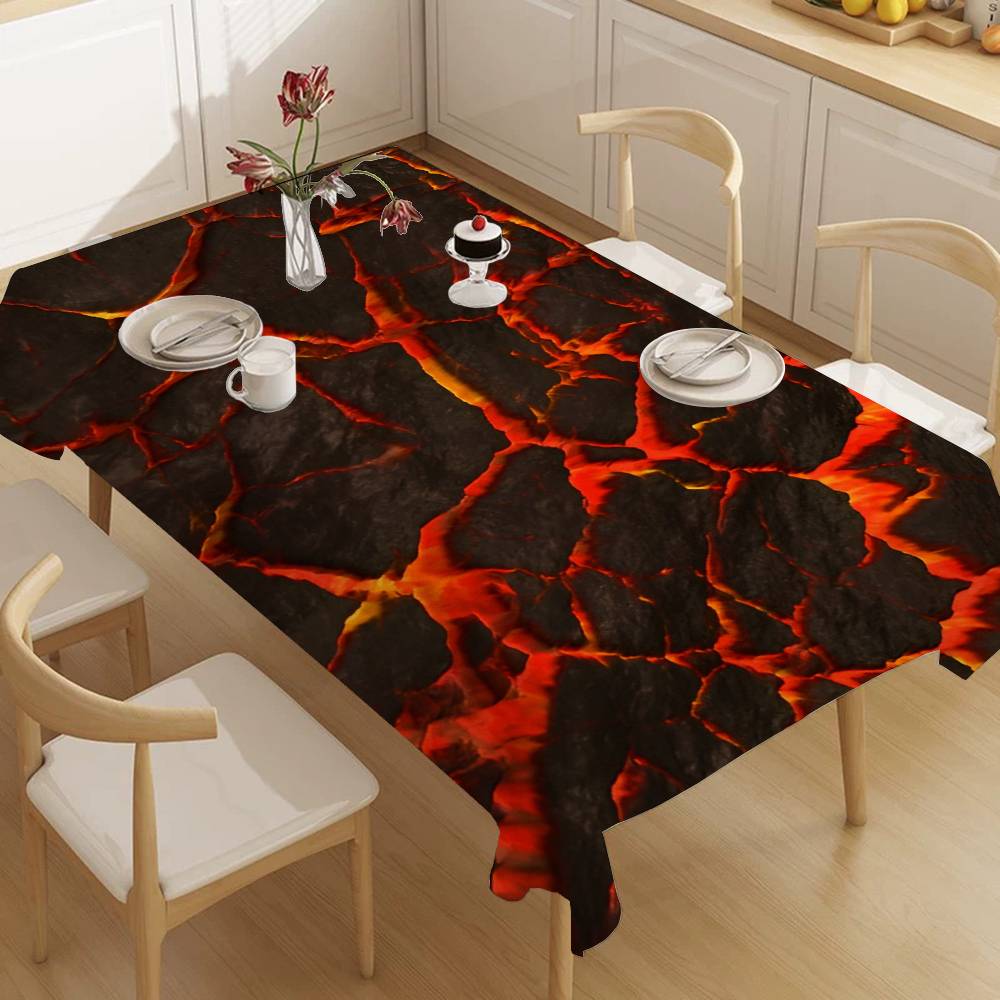 Volcanic Magma Themed Polyester Tablecloths Cute Designs For Home Kitchens Dining Rooms Patios Tablecloth Decoration