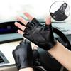 Genuine Leather Men Half Finger Driving Cycling Non-Slip Ventilation Fingerless Gym FitnessS Heepskin Outdoor Sports Gloves