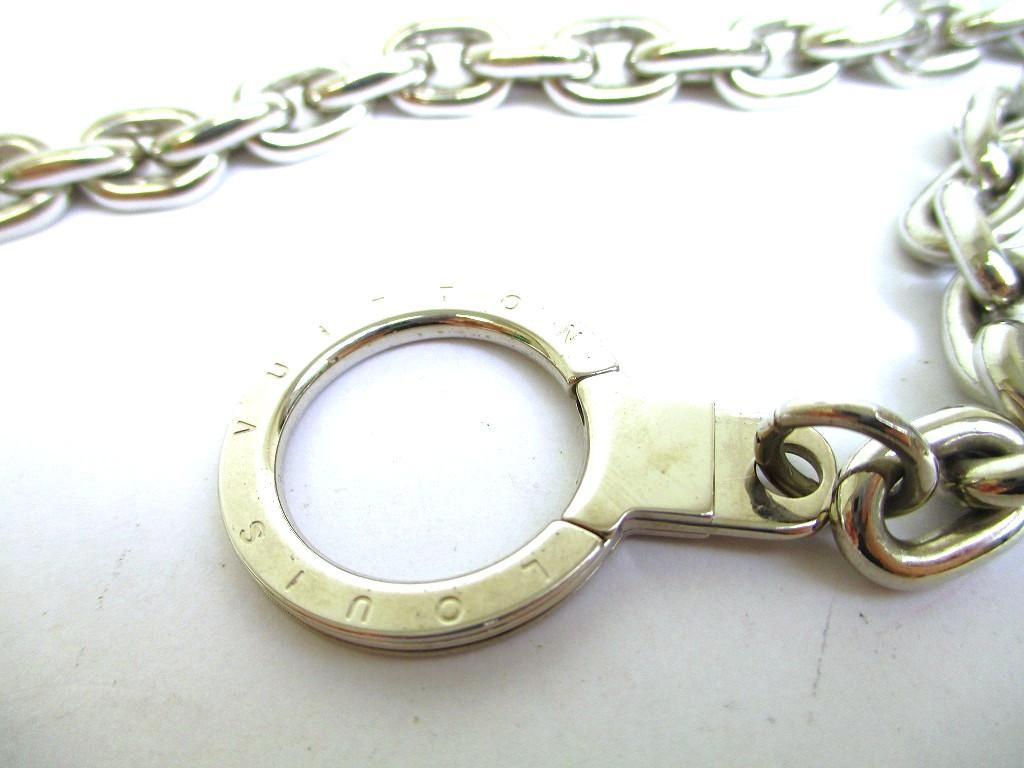 Оригинальная металлическая цепочка для кошелька LOUIS VUITTON серебристого цвета Chaine Anneau Cle #a996  Восстановлена продавцом