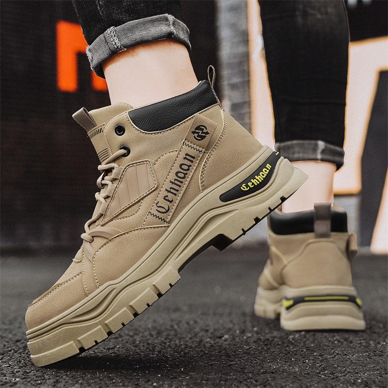 Men's Autumn Outdoor Hiking Boots Men's High Top Medium Top Martin Boots Thick-soled Wear-resistant Tooling Shoes