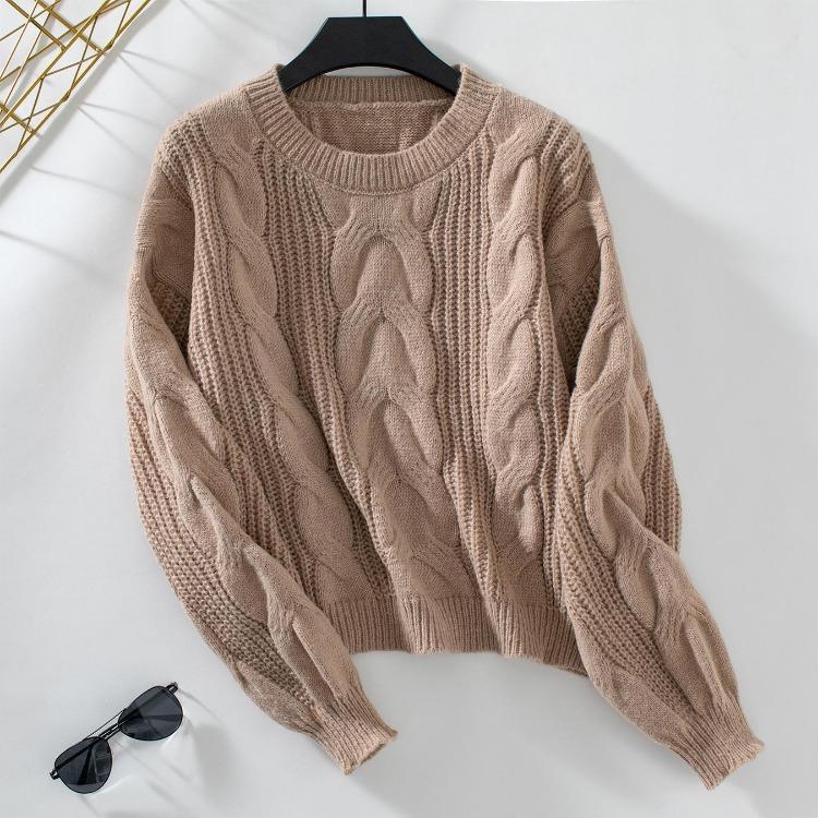 Autumn Winter Vintage Cardigan Sweater Top Loose Long Sleeve O Neck Solid Color Knitwear