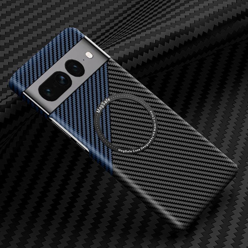 Carbon Fiber Phone Case For Google Pixel 7 8 Pro 7A Magsafe Magnetic Wireless Charging Shockproof Hard Back Cover For Pixel 8Pro
