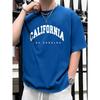 Летняя мужская футболка из 100% чистого хлопка, повседневная, свободного кроя, плюс спортивная, удобная, с круглым вырезом, с коротким рукавом, с принтом CALIFORNIA