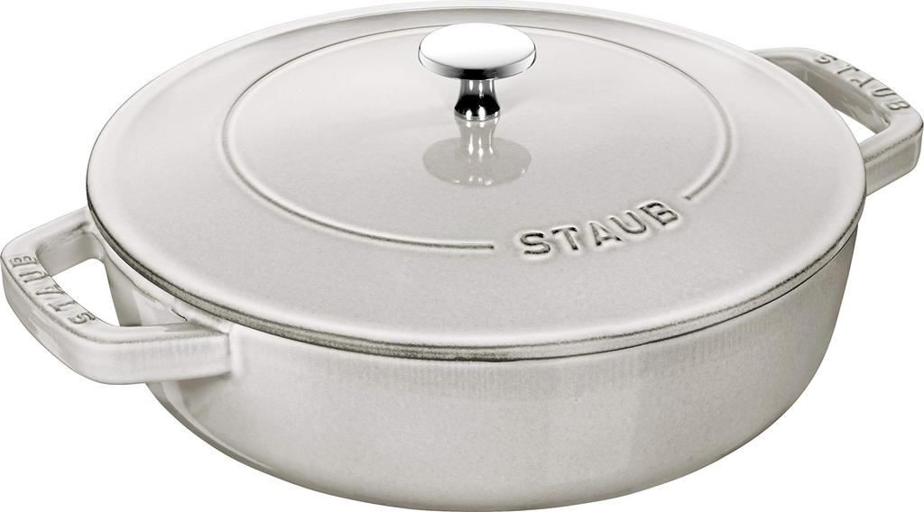 STAUB Saute Pan Campagne Two Hand Cast Enamel Pot Shallow Sukiyaki Compatible with IH Japanese Product with Serial Braiser "Blazer 24cm" [Authorized