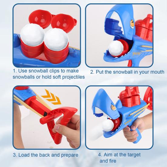 Yousheng Snowball Launcher Shark Shape Snowball Maker для детей Простая форма для изготовления снежков Игрушка для снежков на открытом воздухе для зимних развлечений