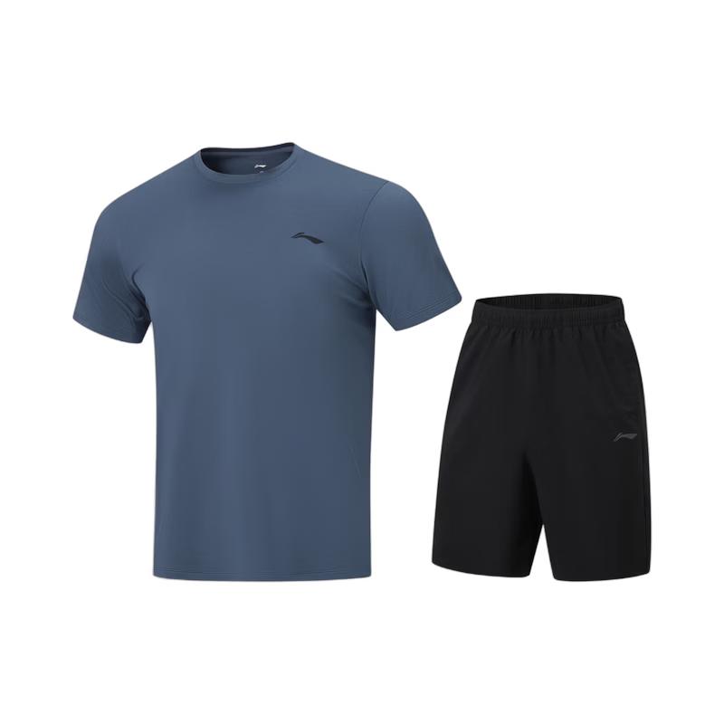 Li-Ning Мужской спортивный костюм с коротким рукавом и шортами, лето 2026, AWBW087