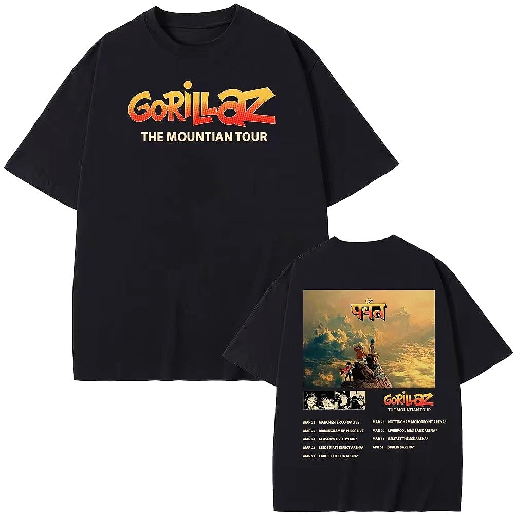 Gorillaz Band Tour 2026 The Mountian Print T Shirt Men Women Fashion Hip Hop Classic Short Sleeve Tee pure Cotton ONeck Top