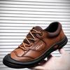 Осенняя мужская повседневная обувь, верхний слой из коровьей кожи, мужская обувь из натуральной кожи, походная обувь на открытом воздухе, нескользящая походная обувь с толстой подошвой, мужская мода