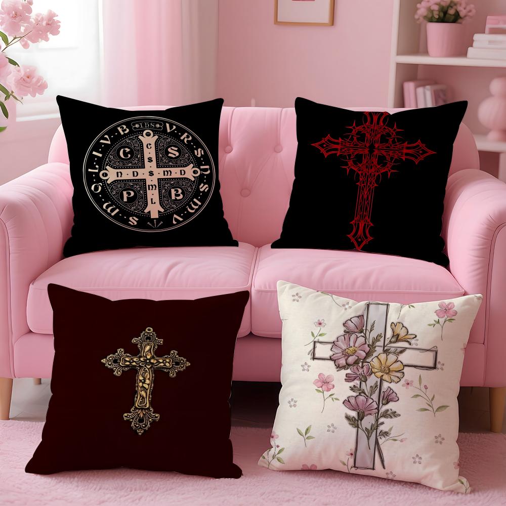 Sacred and Holy GGOD CCrucifix Cushion Cover Pillow Case Soft Skin Friendly Fabric  Concealed Zipper