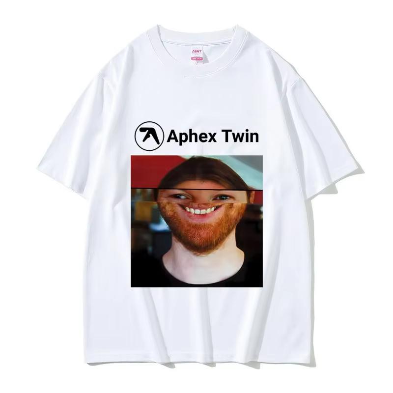 Певец Aphex Twin Лицо Смешной Мем Футболка Мужская Женская Мода Винтажная Оверсайз Уличная Одежда Унисекс Повседневная Мягкие Хлопковые Футболки Топы