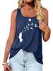 Women Fashion Print Sleeveless Top Summer Casual Round Neck T-shirt Pullover Loose Ladies Round Neck Tank Top