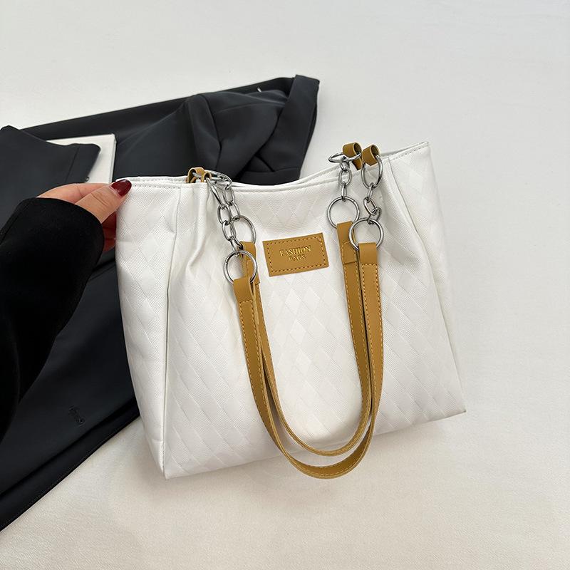 Новые женские модные повседневные сумки-тоуты с высококлассной текстурой для деловых поездок, универсальная сумка через плечо большой вместимости однотонного цвета CLE