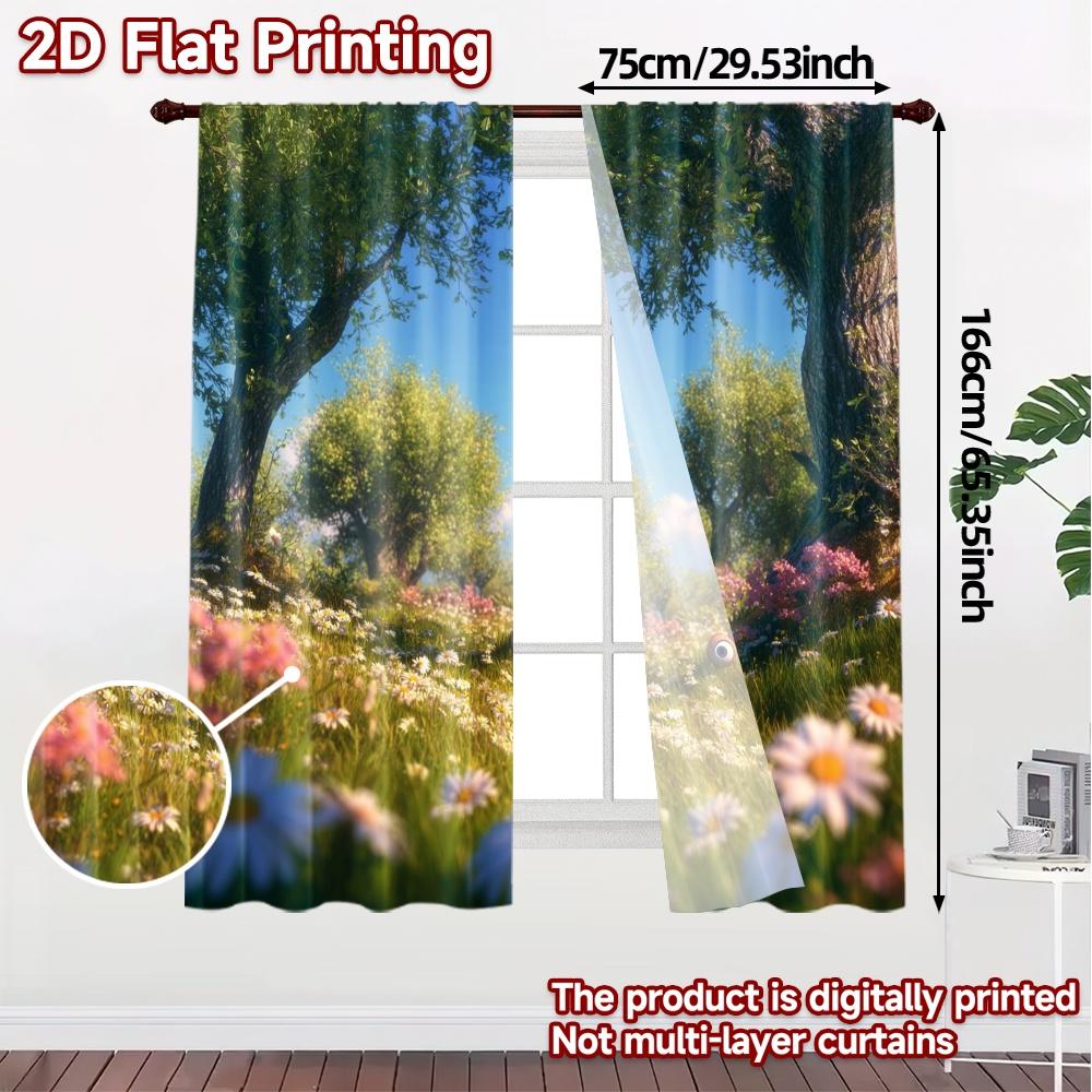 Набор из 2 современных плоских печатных штор без карниза Springmeadow Curtain Полиэстеровые Декорации для дома Идеальные