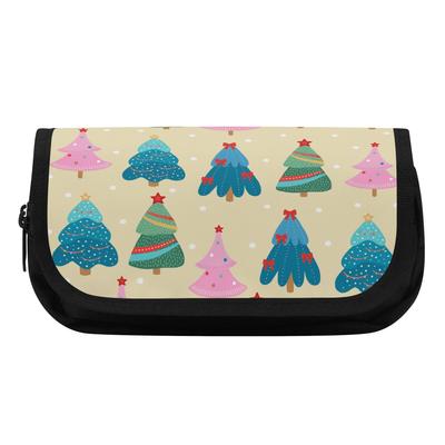 Pencil Case Double Layer 300D Polyester Double Zipper with Double Compartments for School Office Travel for Daily School Use