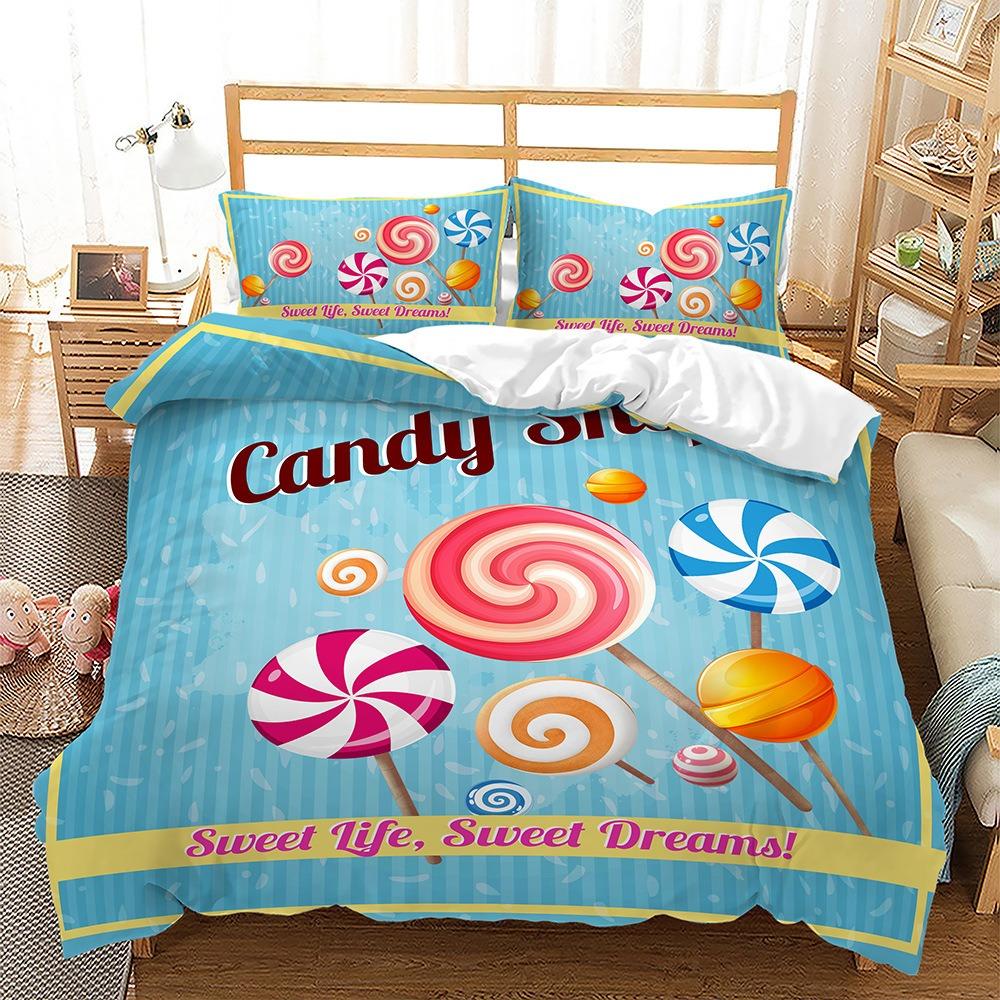 Пододеяльник и наволочка Леденец Сладкий постельный комплект Кинг-сайз 3D детские комплекты одеял 2/3 предмета подарок для мальчиков и девочек