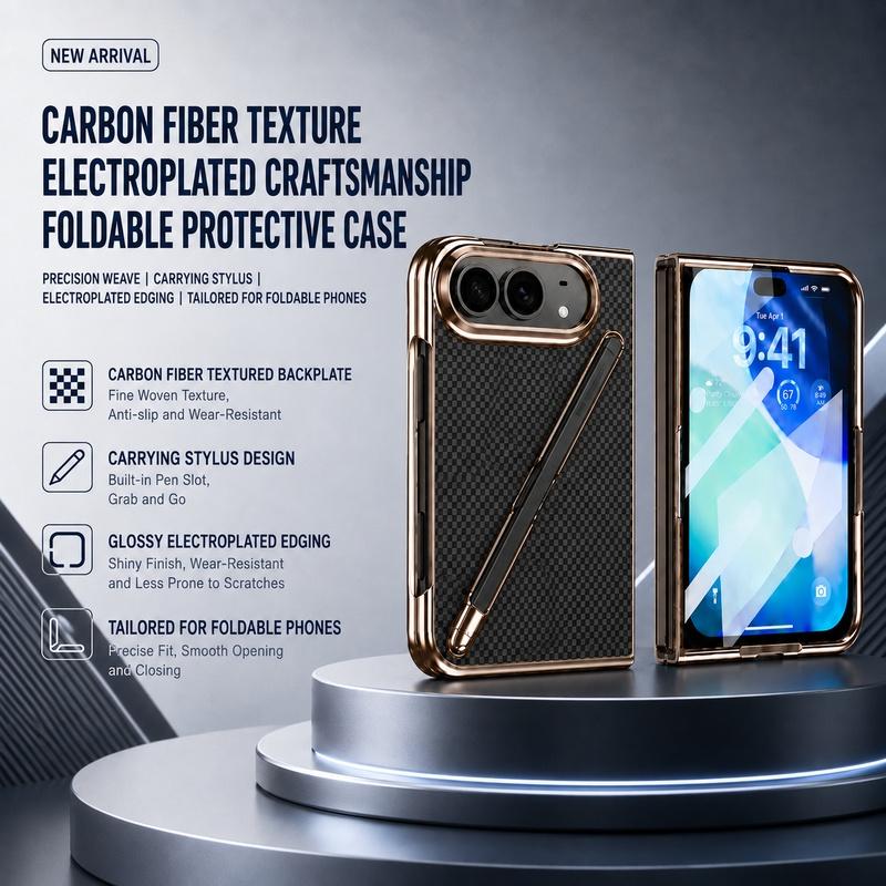 Kevlar Leather Pen Slot with Pen Postscript Phone Case for IPhone Ultra Fold 5G Electroplate Protective Cover