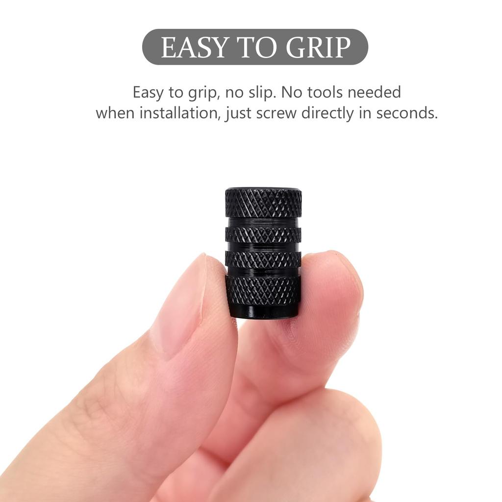 8 шт. колпачок для вентиля шины, универсальный алюминиевый колпачок для вентиля шины, герметичный, водонепроницаемый, пылезащитный для автомобилей, внедорожников, грузовиков, мотоциклов, велосипедов (черный)