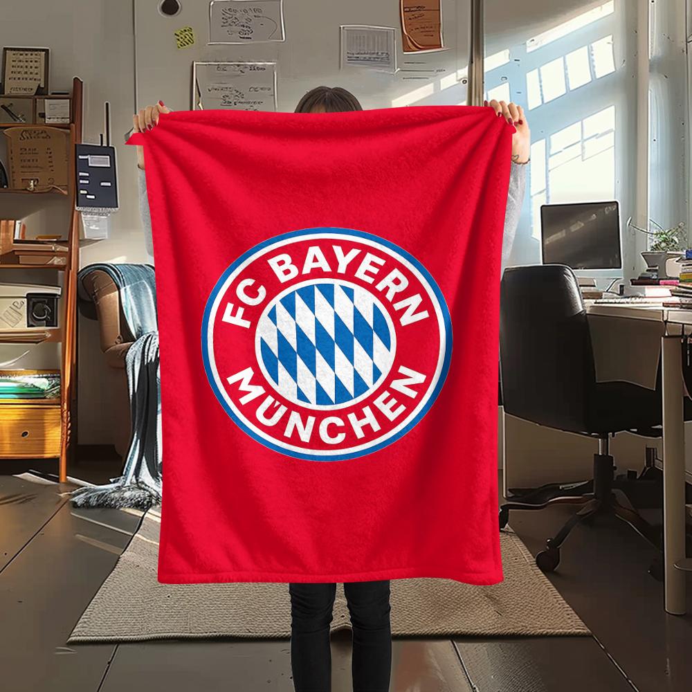 1 шт. Фланелевое одеяло с принтом ФК «Бавария Мюнхен», Высококачественное, для всех сезонов, Декор для дома, Тепло и уют, Идеально для рождественских подарков