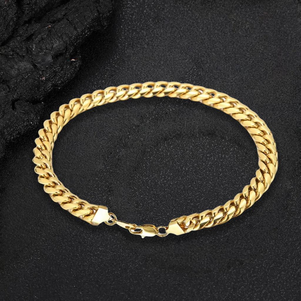 Punk Fashion 8mm Miami Curb Cuban Link Chain Bracelet Gold Silver Color Stainless Steel Hand Chains For Men Women Jewelry Gift