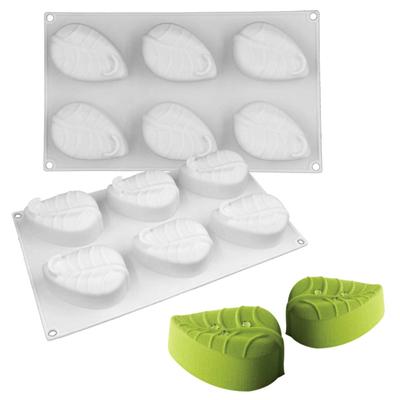 6-секционная пищевая силиконовая форма для листьев, форма для помадки, инструменты для выпечки шоколада, аксессуары для украшения мусса, формы для выпечки