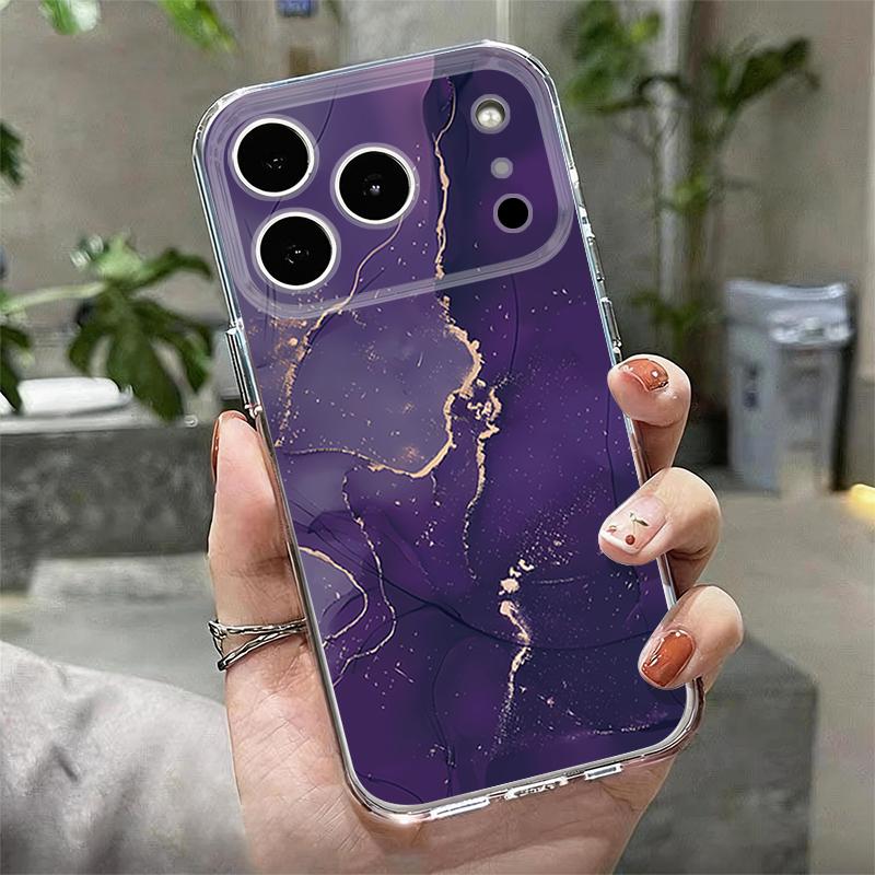 Shockproof TPU Phone Case For iPhone 17 16 Pro 15 14 13 12 Pro Max 11 Transparent Soft Silicone Black Marble Patterned Cover