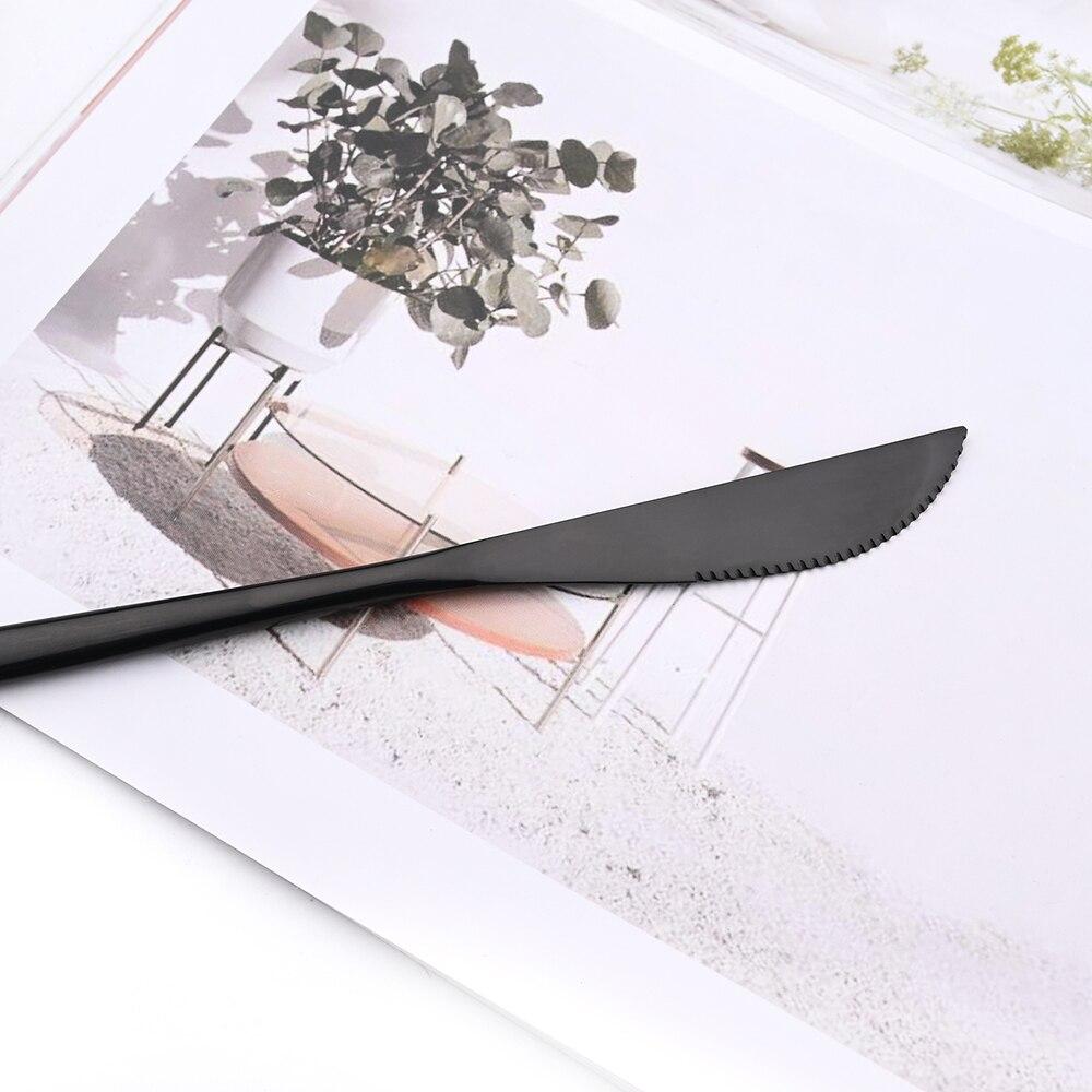 Mirror 24pcs Dinnerware Set Western Stainless Steel Cutlery Set Black Fork Spoon Silverware Set Knife Flatware Set Tableware Set