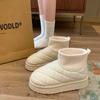 2024 Зимние Утепленные Плюшевые Теплые Снежные Ботинки Женские Слипоны На Плоской Подошве Противоскользящие Водонепроницаемые Ботильоны Хлопковая Обувь