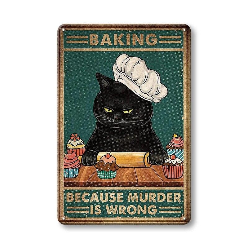 Винтажные металлические плакаты с черным котом, жестяная вывеска, мой Господь, настенные панно, забавные украшения, настенная живопись, модный стиль, домашний железный декор