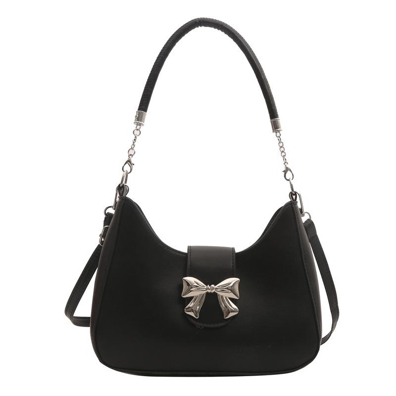 Gentle Texture Simple Bow Handbag Spring Versatile Messenger Bag Underarm Bag Women'S Bag