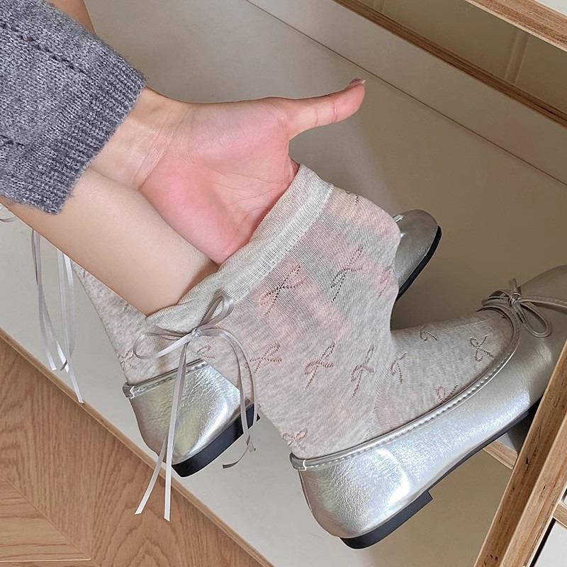 5 пар женских летних тонких носков-гольф с милым кружевом и бантом