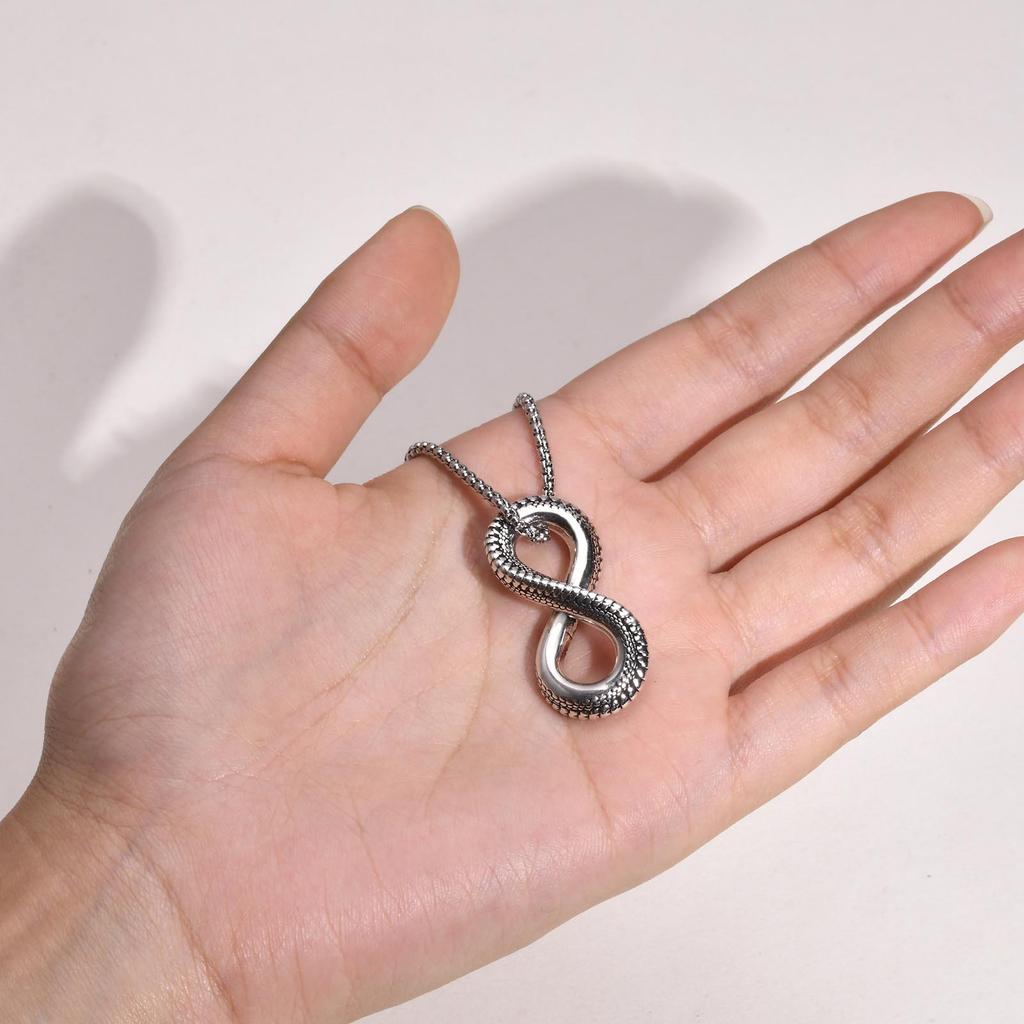 Vnox Винтажный цвет Подвеска-ожерелье с символом бесконечности и змеиным узором Персонализированное животное-воротник в форме восьмерки Ювелирные изделия