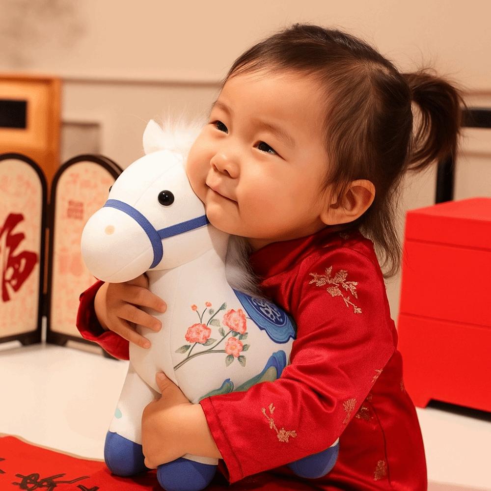 Chinese Style Cartoon Steed Doll Soft Plush Horse Doll Pendant Zodiac Pony Figurine  Festive Decor
