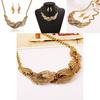 Fashion Rhinestone Decoration Feather Design Women Gold Necklace And Earring Set For Casual And Travel Scenes