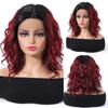 Long Red Lace Front Wig Synthetic Curly Wigs Dark Root for Black Women Natural High Density Heat Resistant