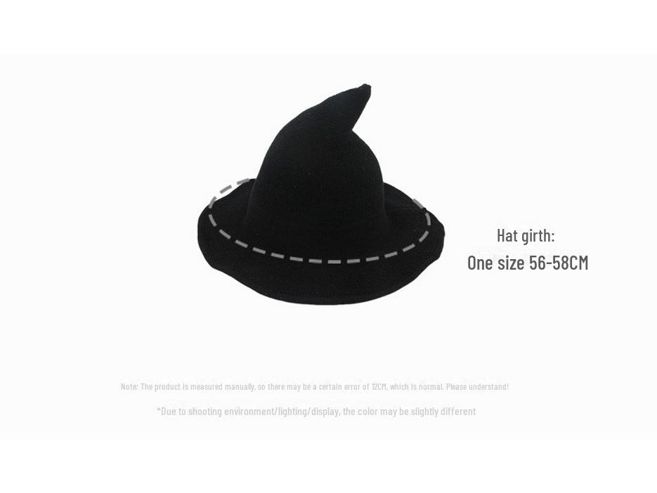 Складная шляпа ведьмы из хлопковой пряжи - Волшебная шляпа с заостренным верхом на Хэллоуин для лета