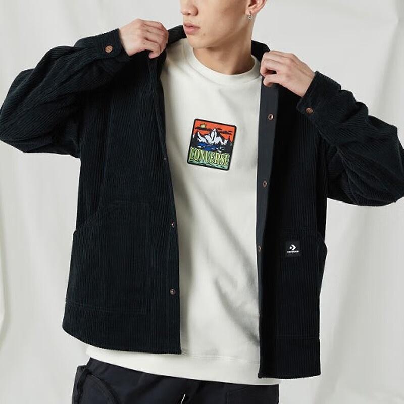 Converse Seasonal Woven Long Sleeve Shirt Asia Sizing 'Black' Men's 10025284-A01