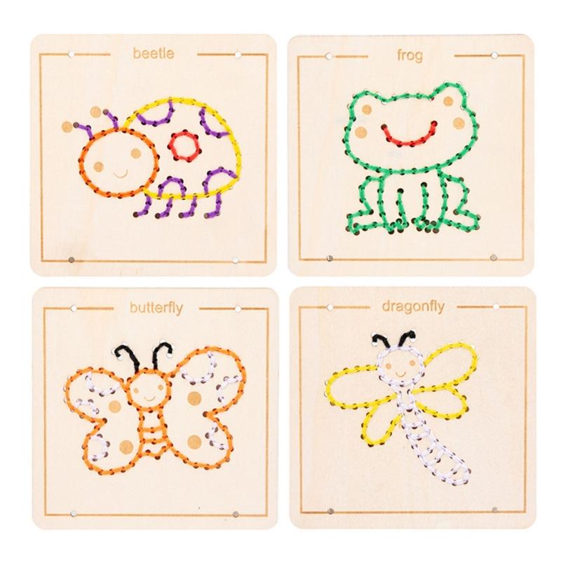 Educational Wood Lacing Toy Embroidery Lacing Board Sensory Toy For Kids Toddler Preschooler Boy Girl Birthday Present