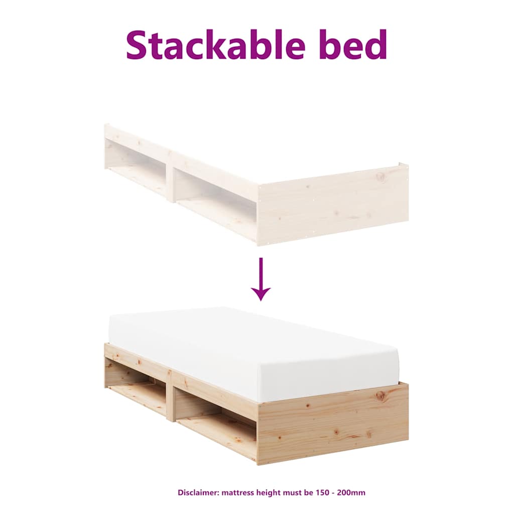 Daybed without Mattress 75 x 190 cm Solid Pine Wood