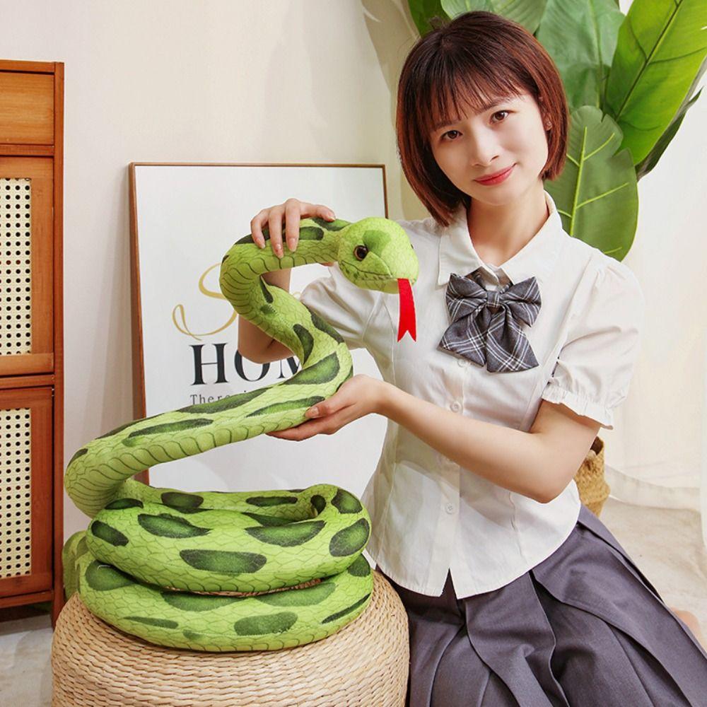 Soft Simulation Snakes Plush Toy Scary Stuffed Wild Animal Snake Plushie Doll Home Decor
