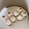 Kids Flat Shoes Mesh Lace Bow Girls Princess Shoes Non-slip Soft Sole 2025 New Children Dance Performance Shoes Round Toes Cute