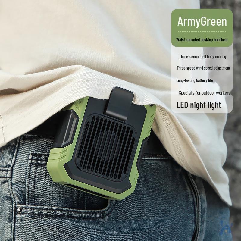 Портативный USB-вентилятор с креплением на пояс и регулируемой скоростью